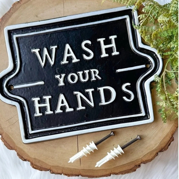 NWOT Hearth & Hand Magnolia Home Joanna Gaines Wash Your Hands Towel Hanger Sign - Picture 1 of 6